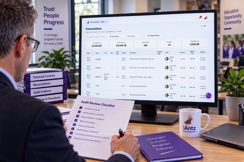 Reviewing school payment transactions against an audit checklist