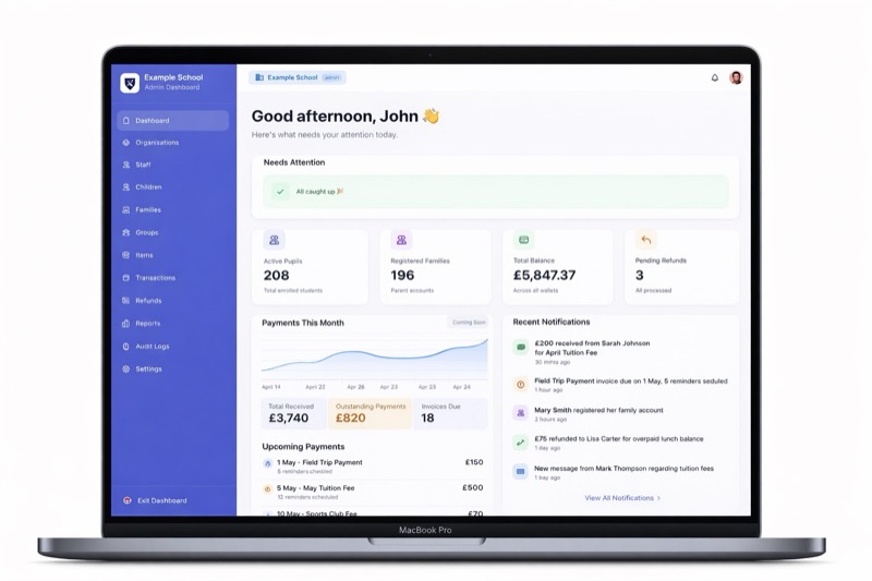 iAntz Admin Dashboard - Real-time payment tracking and AI-powered reconciliation